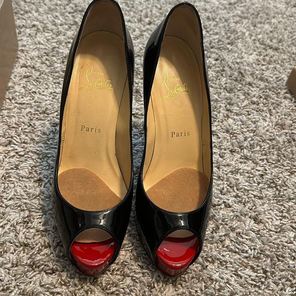 Christian Louboutin black peep toe heels